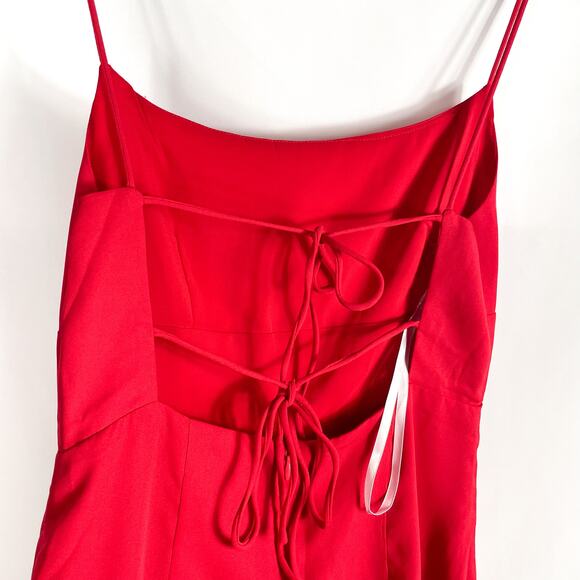 Superdown Dixie Backless Chiffon Mini Dress Red Open Back Spaghetti Straps Sz M - Picture 9 of 12